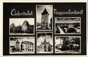 Nagyszalonta, Salonta; Főgimnázium, Csonkatorony, Városháza, Arany János szülőháza, múzeum / high school, tower, town hall, birthplace of János Arany, museum