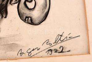 Olvashatatlan jelzéssel (Z... Zoltán): Vízi móka. Szén, papír, paszpartuban, kissé foltos, 63,5x45,5...