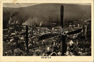 Resicabánya, Resicza, Recita, Resita; látkép, temető, gyár. Otto Schwarz kiadása / general view, cemetery, factory (fl)