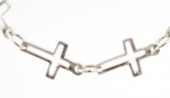 Ezüst(Ag) áttört kereszt mintás karkötő, jelzett, h: 20 cm, nettó: 4,9 g