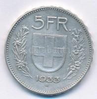 Svájc 1933B 5Fr Ag T:2- Switzerland 1933B 5 Francs Ag C:VF Krause KM#40