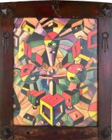 F Leger jelzéssel: A világ körforgása. Olaj, papír. Díszes, üvegezett fa keretben. 66x52,5 cm