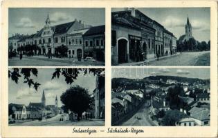 Szászrégen, Reghin;  Fő tér, Fő utca, templomok, Philippi üzlete és saját kiadása / main square, main street, churches, publisher's shop (EK)