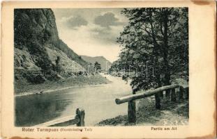 Vöröstoronyi-szoros, Roter-Turm-Pass, Pasul Turnu Rosu; Olt folyó. Jos. Drotleff Kunstanstalt Nr. 349. / Partie am Alt / riverside, valley (fl)