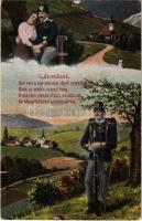 Látomások / WWI Austro-Hungarian K.u.K. military art postcard, romantic couple. O.K.W. 513. (szakadás / tear)