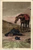 1916 Hű barát, hiába vársz! / WWI Austro-Hungarian K.u.K. military art postcard, injured soldier with horse. G.G.W. II. Nr. 2. (EB)