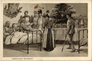 Karácsonyi üdvözlet / WWI Austro-Hungarian K.u.K. military art postcard, injured soldier, Christmas greeting card, nurses. G.G.W. II. Nr. 16/1914. (fl)