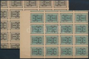 Bab fogazatlan 1/2 kiló és 2 kiló árubélyeg fázisnyomatokból készült jegyzetfüzet 2 lapja 12 ill. 16 teljes bélyeggel