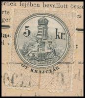 1883 Teheráru szállítólevél 5kr okmánybélyeggel