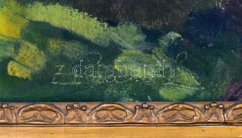 Olvashatatlan jelzéssel: Aratás. Olaj, vászon. Sérült fa keretben. 50×60 cm