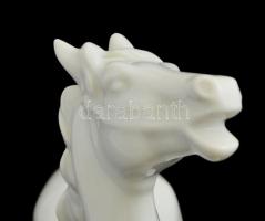 Herendi fehér mázas porcelán lipicai ló, jelzett, kis mázhibával, m: 19 cm