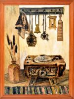 Gy.Vad Erzsébet (1925-2012): Műterembelső, 1988. Olaj, farost, jelezve jobbra lent. Hátoldalán halvá...