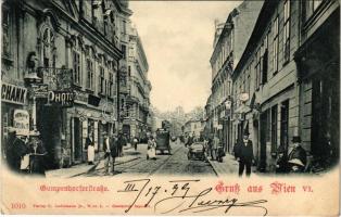 1899 Wien, Vienna, Bécs VI. Gumpendorferstrasse / street, shops (EK)
