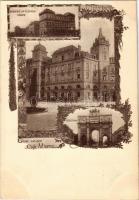 München, Munich; Cafe Minerva, Siegesthor, Akademie der Bildenden Kunste / cafe, triumphal arch, Academy of visual art. Art Nouveau, floral