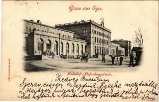 1898 (Vorläufer) Cheb, Eger; Bahnhof Aufnahmsgebäude / railway station