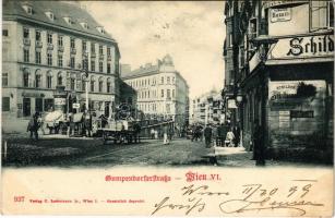 1899 (Vorläufer) Wien, Vienna, Bécs VI. Gumpendorferstrasse / street, shops of Jos. Sikora and Schilder