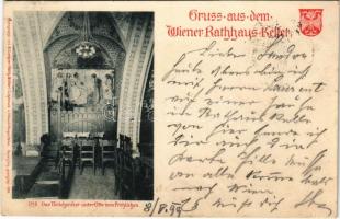 1899 (Vorläufer) Wien, Vienna, Bécs; Wiener Rathhaus Keller, Dast Veilchenfest unter Otto dem Fröhlichten / restaurant interior