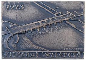 Madarassy Walter (1909-1994) DN Kiskörei vízlépcső ezüstözött Br plakett tokban (72x101mm) T:1-