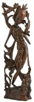 Díszes faragott keleti (indonéz?) fa szobor, m: 45 cm