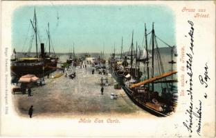 1899 (Vorläufer) Trieste, Molo San Carlo / port, ships