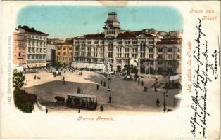 1899 (Vorläufer) Trieste, Piazza Grande / square, horse-drawn tram