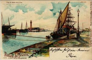 1899 (Vorläufer) Trieste, Il Faro Carca Peschereccia / Fishing ship, Lighthouse. Meteor No. 331. hold to light litho