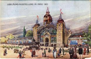 1908 Praha, Prag, Prague; Jubiläums-Ausstellung in Prag / Prague Jubilee Exhibition advertising art postcard. Verlag D. Kosiner & Comp. + So. Stpl. (EM)