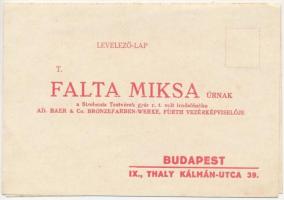1935 Falta Miksa a Strobentz gyár rt. volt irodafőnöke. Budapest, Thaly Kálmán utca 39. Kinyitható reklám képeslap / Hungarian advertising folding postcard