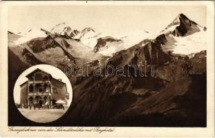 1925 Zell am See, Grossglockner von der Schmittenhöhe mit Berghotel / mountain peaks, hotel (EK)