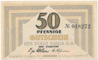 Német Birodalom / Weimar Köztársaság / Kahla 1921. 50pf papír szükségpénz T:I-,II hajtatlan
German ...