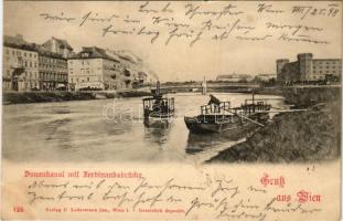 1898 (Vorläufer) Wien, Vienna, Bécs; Donaukanal mit Ferdinandsbrücke / Danube riverside, bridge