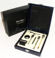 6 darabos exkluzív boros készlet fa dobozban eredeti csomagolásban (nem használt)