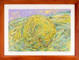 Pollacsek Kálmán (1959-): Szalmahenger II, 1999. Szitanyomat, papír, jelzett, számozott (12/50). Üve...