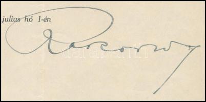 1924 M. Kir. belügyminiszter fejléces kinevezés,Rakovszky Iván (1885-1960) belügyminiszter aláírásáv...