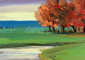 Lázár Pál (1940-2007): Patak. Olaj, farost, jelzett, hátoldalán címkén a művész pecsétjével. Fa kere...