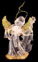 Muzsikáló angyal, műanyag karácsonyfadísz, h: 7 cm