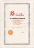 1924 Dr. Sipőcz Jenő (1878-1937) Budapest polgármestere aláírása elismerő oklevélen