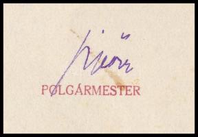 1924 Dr. Sipőcz Jenő (1878-1937) Budapest polgármestere aláírása elismerő oklevélen