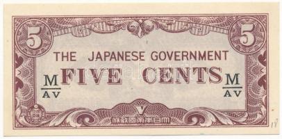 Malaja / Japán megszállás 1942. 5c M / AV betűjel T:I Malaya / Japanese occupation 1942. 5 Cent M / AV fractional block letters C:UNC Krause M2.a