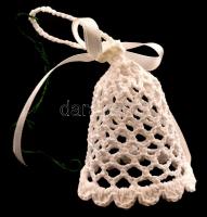 Horgolt csengő, karácsonyfadísz, h: 6,5 cm