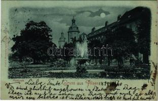 1898 (Vorläufer) Plzen, Pilsen; Stadtpark am Nacht / park at night