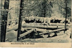 1916 Artillerieunterstand in den Vogelsen / WWI German military, artillery shelter, trenches in winter