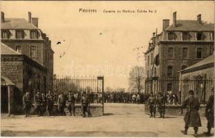 1916 Mézieres, Charleville-Mézieres; Caserne du Merbion. Entrée No. 2. / WWI French military barracks, soldiers