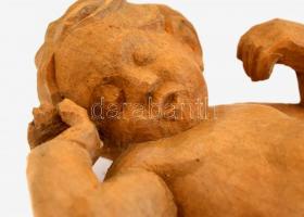 Fa faragott puttó alak, 16x9,5 cm