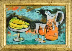 B. Séday Mária (1925-2009): "Banános csendélet". Olaj, fa, jelzett, hátoldalán feliratozot...