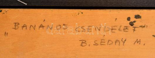 B. Séday Mária (1925-2009): "Banános csendélet". Olaj, fa, jelzett, hátoldalán feliratozot...