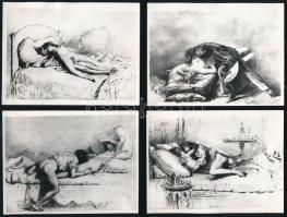 Zichy Mihály erotikus és pornográf rajzairól készült fotó reprodukciók, 8 db, 9x12 cm