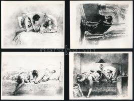 Zichy Mihály erotikus és pornográf rajzairól készült fotó reprodukciók, 8 db, 9x12 cm