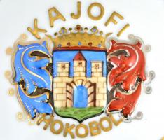 Zsolnay porcelán kulacs, aranyszínű "Kajofi Hokobol, Karl József és Fia Likör és Rumgyára Széke...