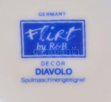 Flirt porcelán mokkás csészék aljakkal, 6-6 db, matricás, jelzett, kis kopásokkal, m: 6 cm, d: 12 cm